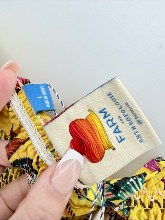 FARM RIO Bria Yellow Jungle Motif Smocked Mini Dress NWT - Picture 7 of 8